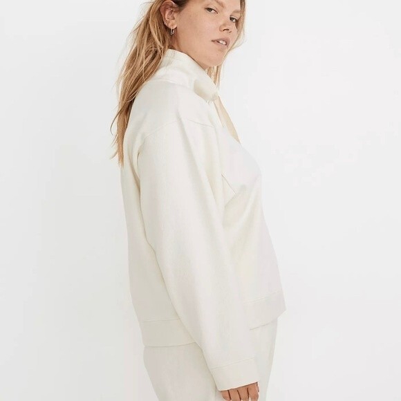 New Madewell MWL Ribbed Funnelneck Sweatshirt XS Cream Relaxed Slouchy Boxy - Picture 5 of 13
